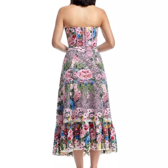 NEW Dress the Population Carina Embroidered Strapless Dress M/8-10 Blush Multi - Picture 2 of 15
